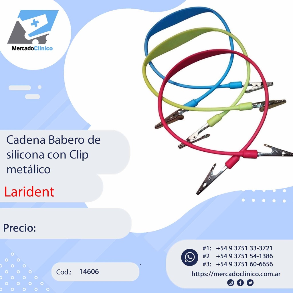 Cadena Babero de  silicona con Clip  metálico - Easydent
