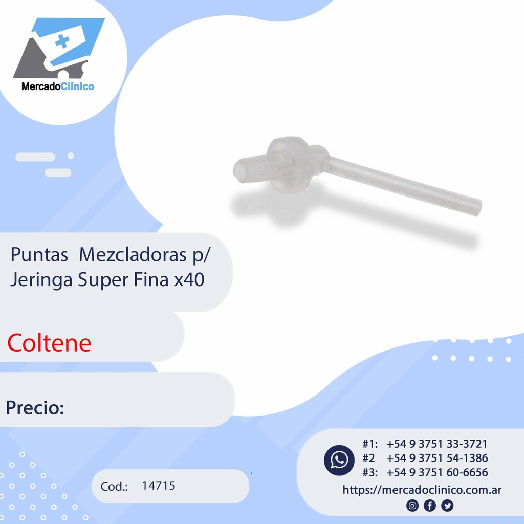 Puntas Mezcladoras p/ Jeringa Super Fina x40 - Coltene
