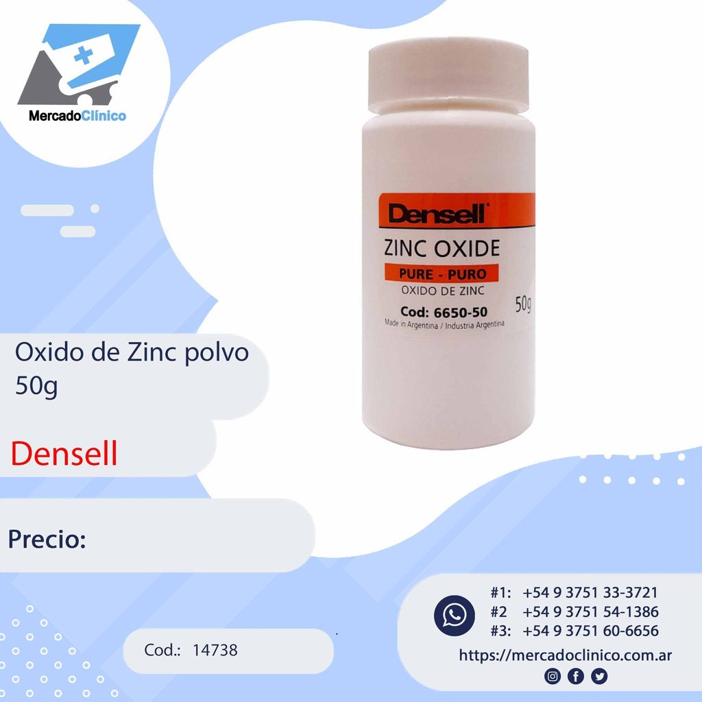 Oxido de Zin polvo - 50g - Densell