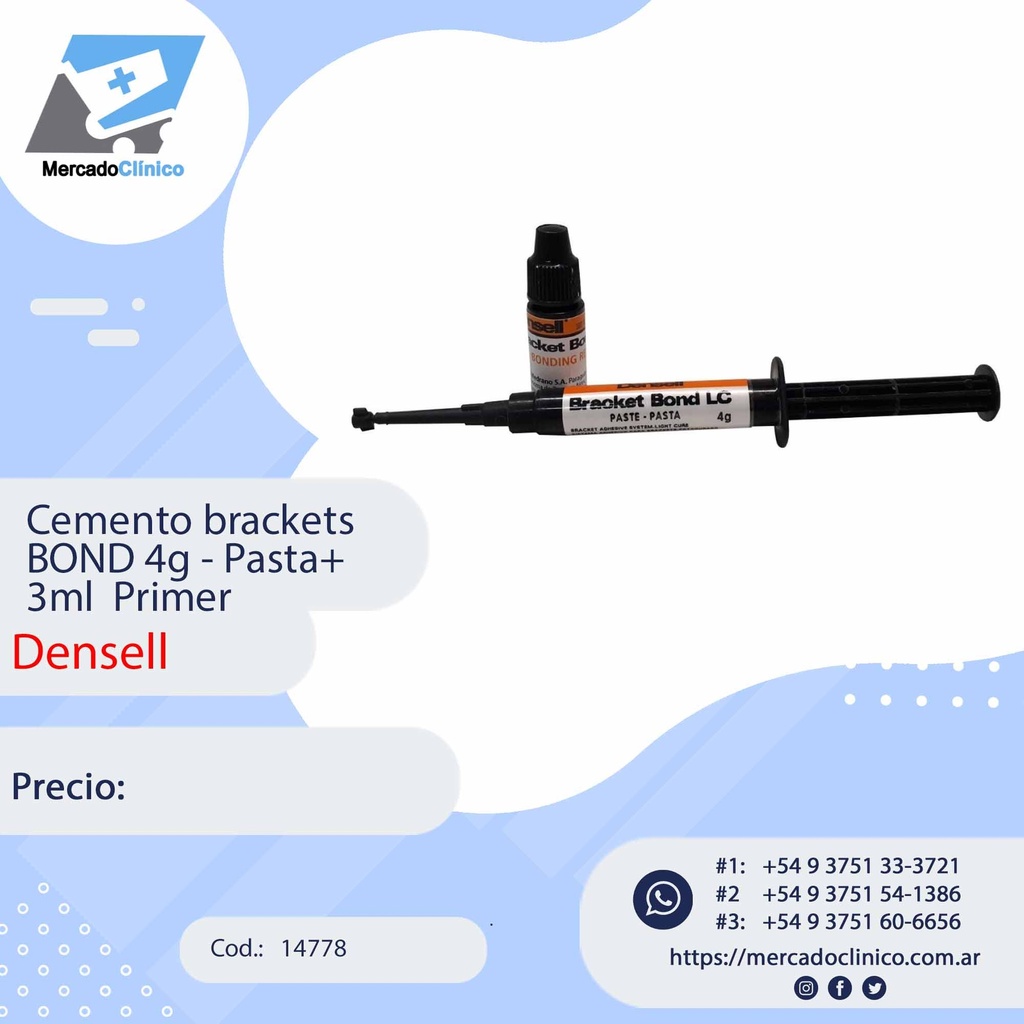 Cemento brackets BOND 4g - Pasta+ 3ml Primer - Densell