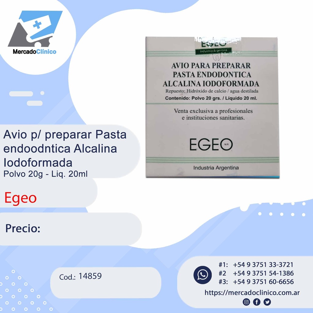 Avio p/ preparar pasta endodontica Alcalina Iodoformada - Egeo