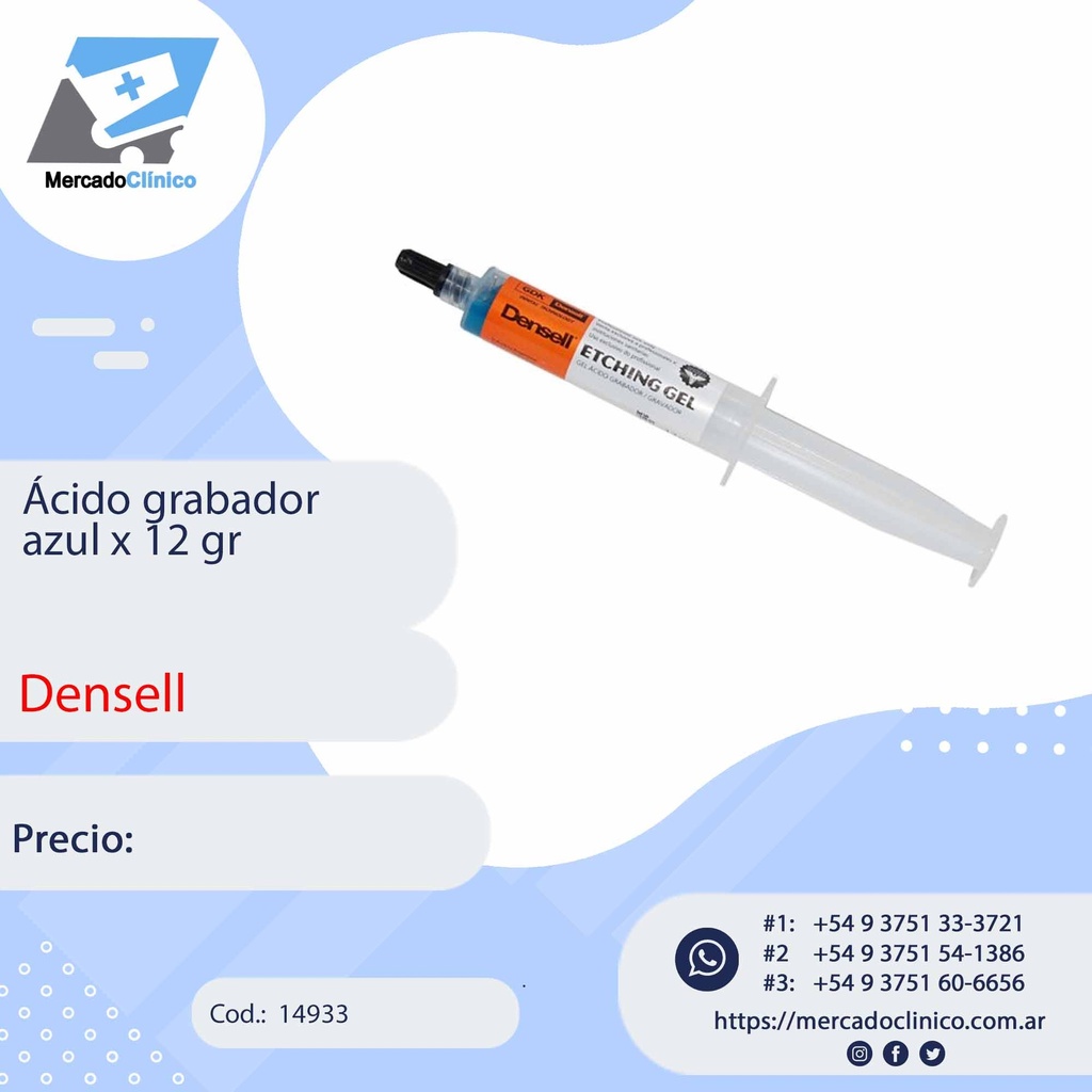 Acido Grabador fosfórico Etching - azul x 12 gr - DENSELL