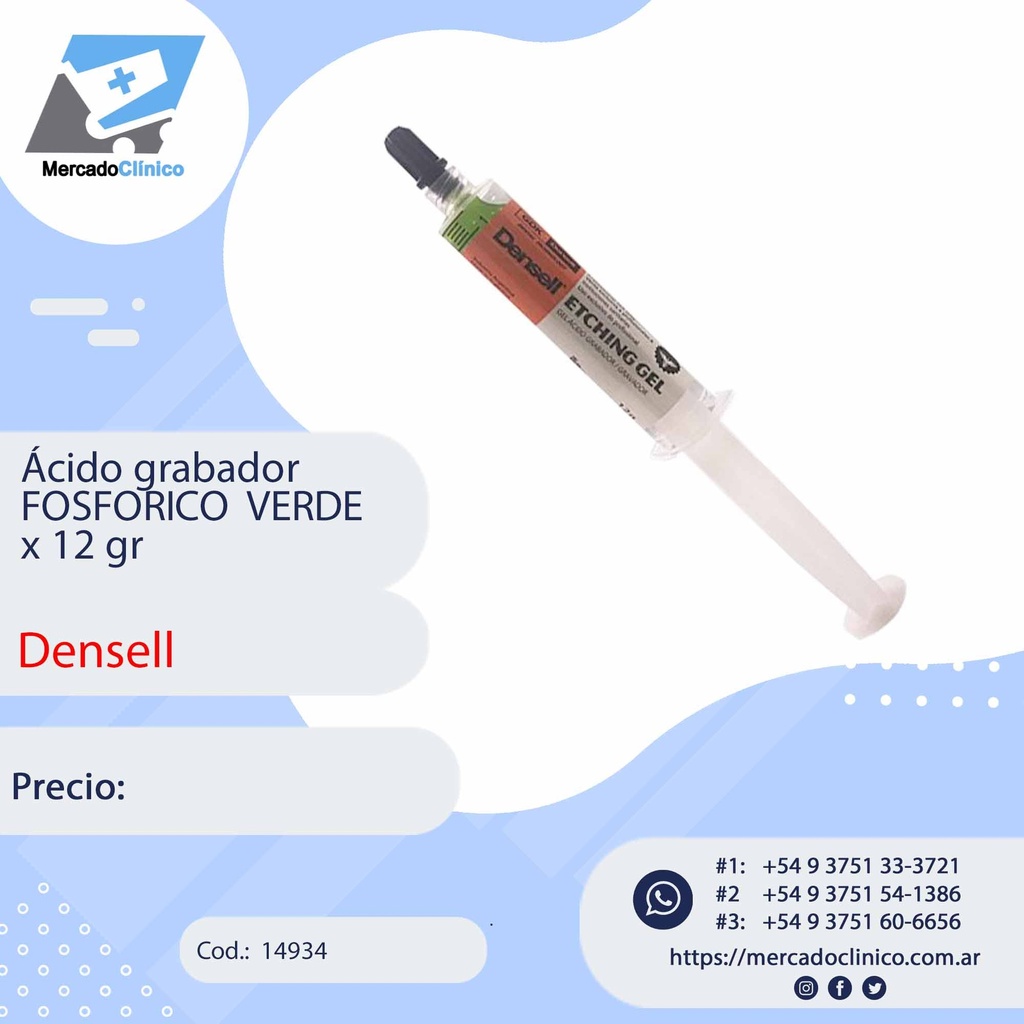Acido Grabador fosfórico Etching - VERDE x 12gr - DENSELL