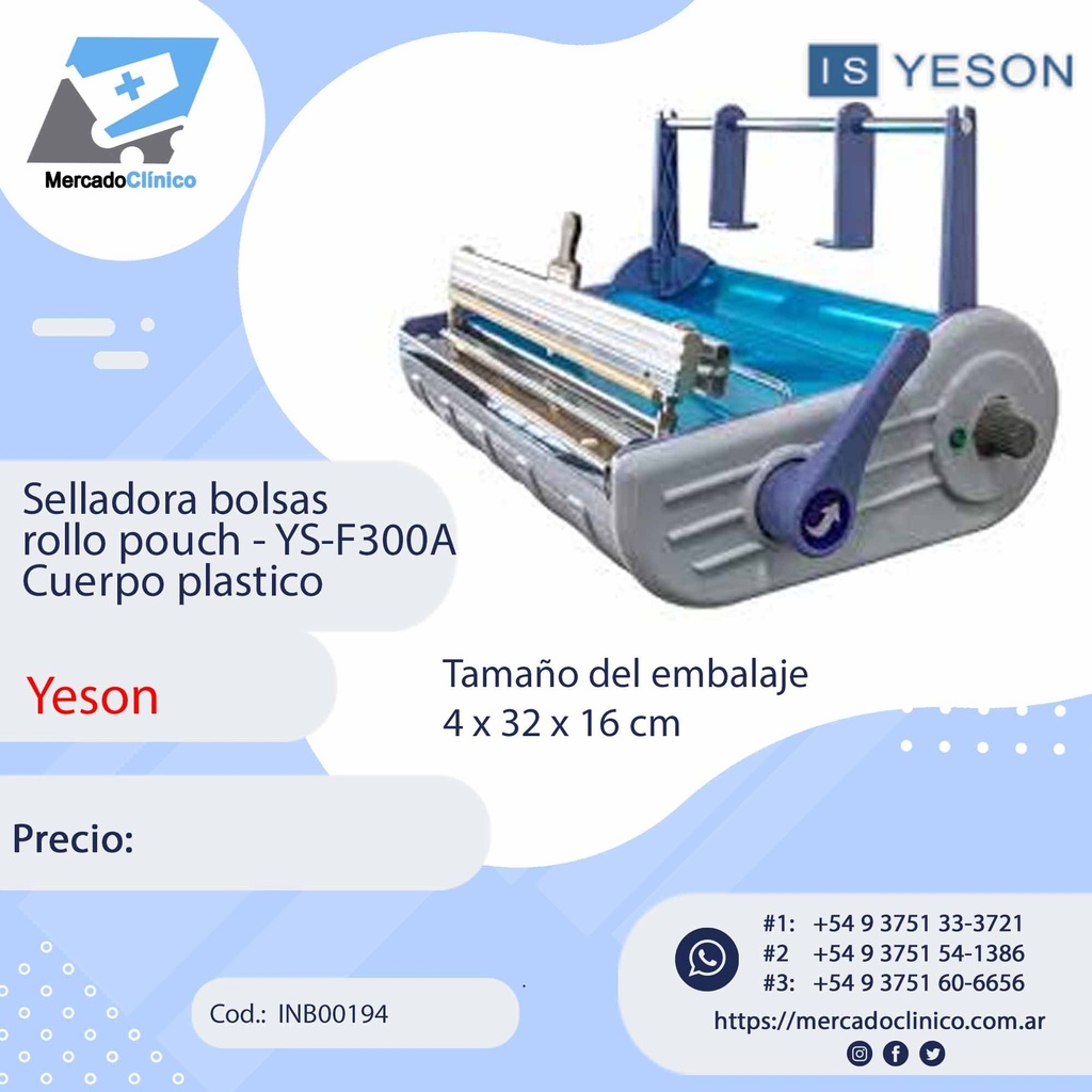 Selladora bolsas  p/ rollo pouch - YS-F300A Cuerpo plástico - Yeson