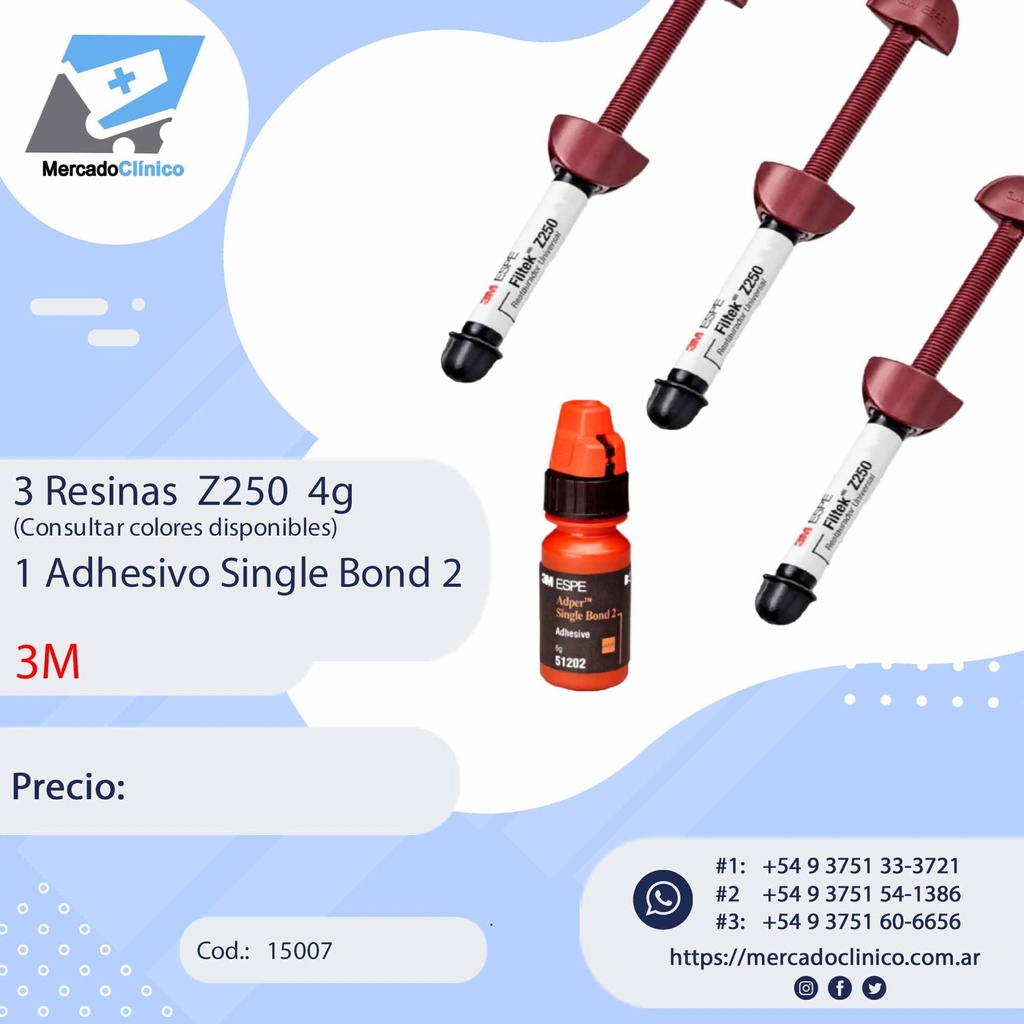 Resina Z250 (3 Un) + 1  adhesivo Single Bond 2 - 3M