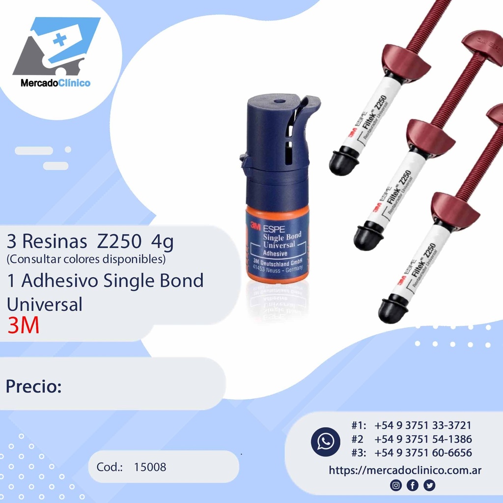 Resina Z250 (3 Un) + 1  adhesivo Single Bond UNIVERSAL - 3M