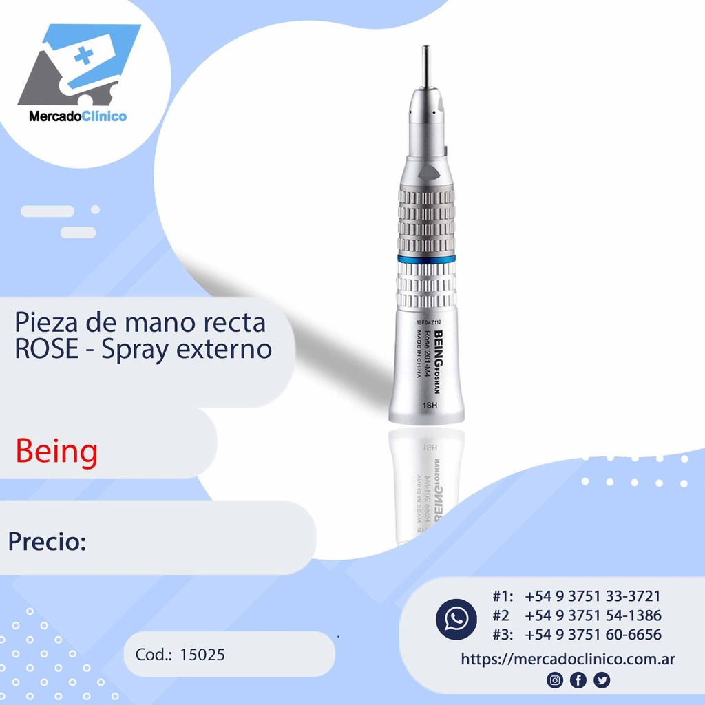 Pieza de mano recta ROSE - Spray externo - Being