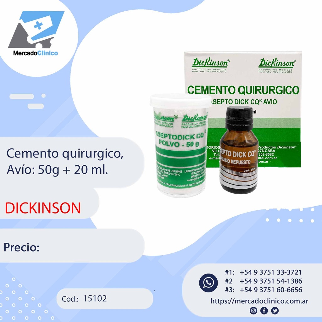 Cemento quirurgico,  Avío: 50g + 20 ml - DICKINSON