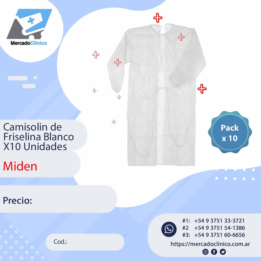 Camisolin de  Friselina Blanco  X10 Unidades