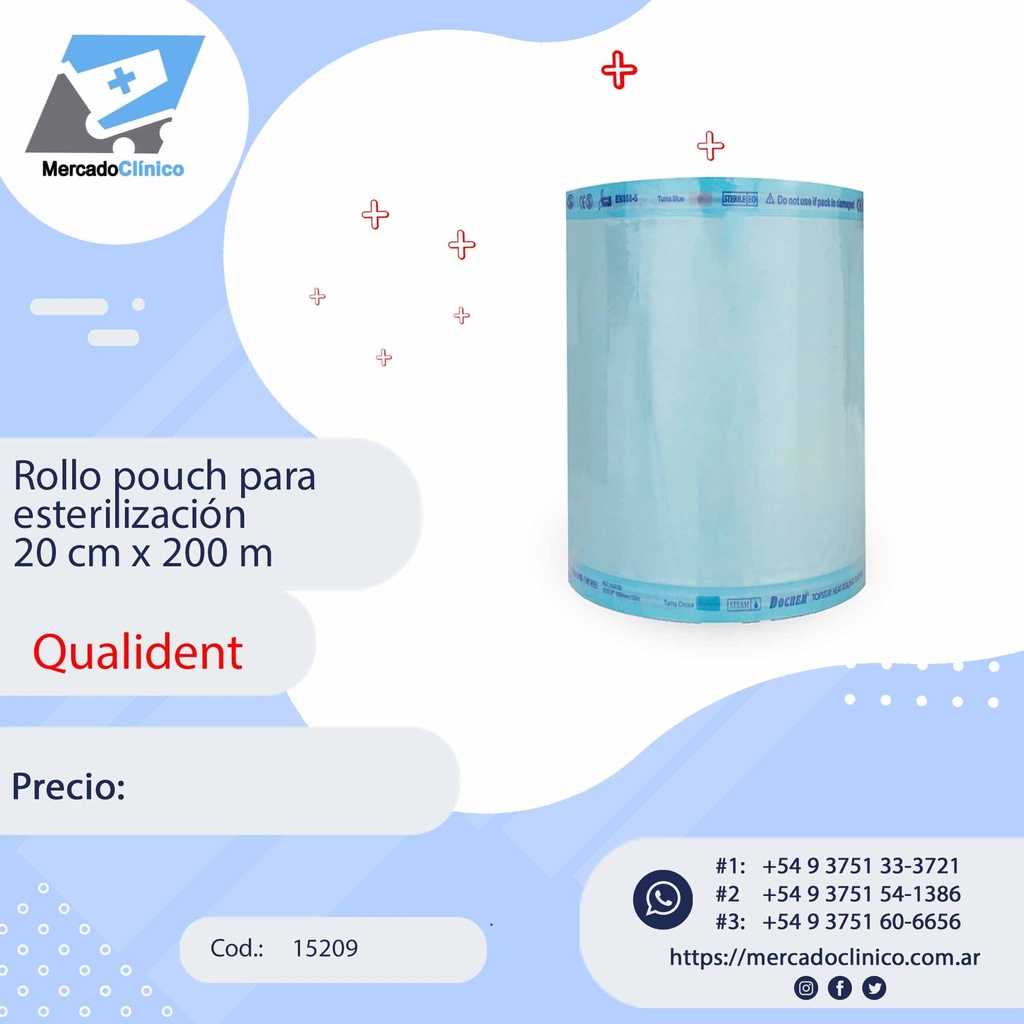 Rollo pouch para esterilización 20 cm x 200 m - QUALIDENT