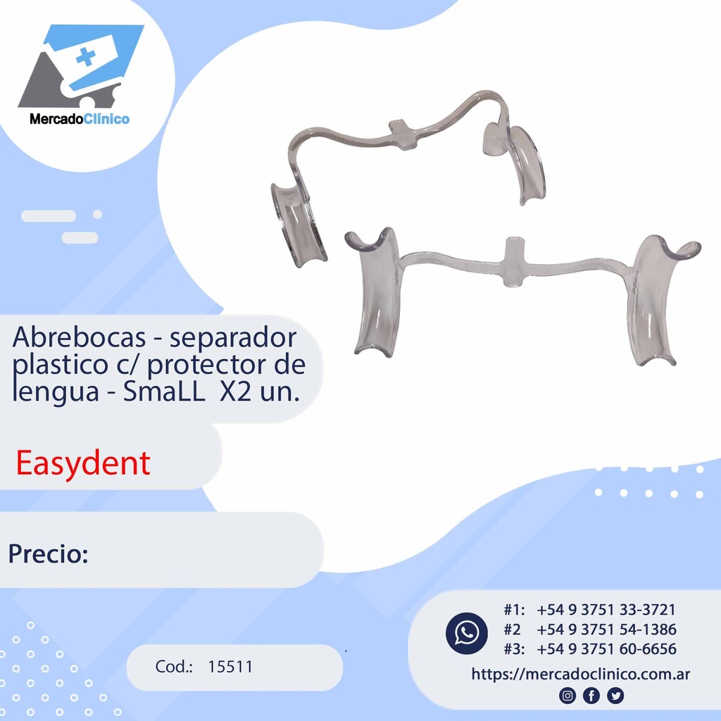 Abrebocas - separador plastico c/ protector de lengua - SmaLL  X2 un. - Easydent