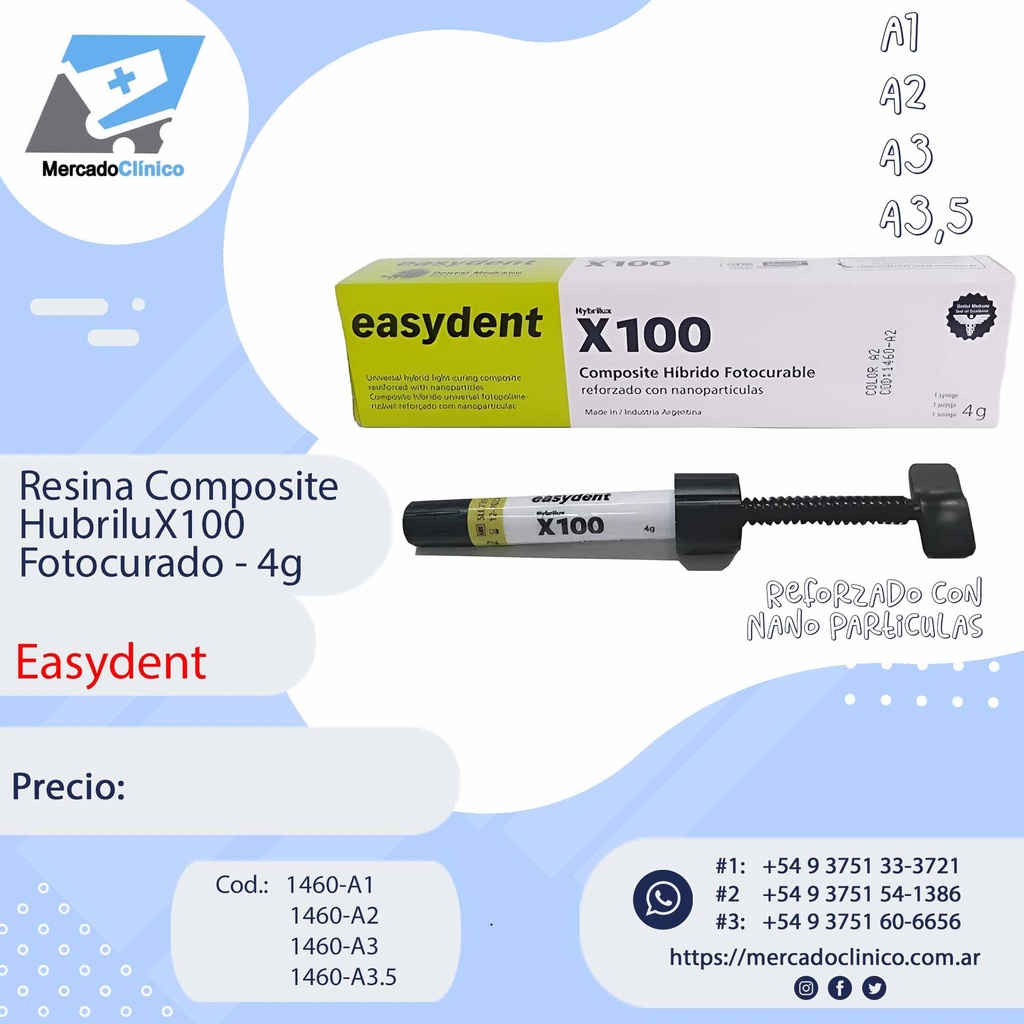 Resina Composite hibrido X100 - Fotocurado 4g -  Easydent