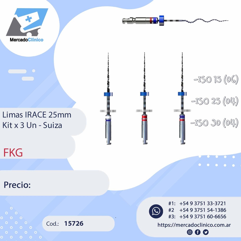 Limas IRACE 25mm Kit x 3 Un - Suiza - FKG