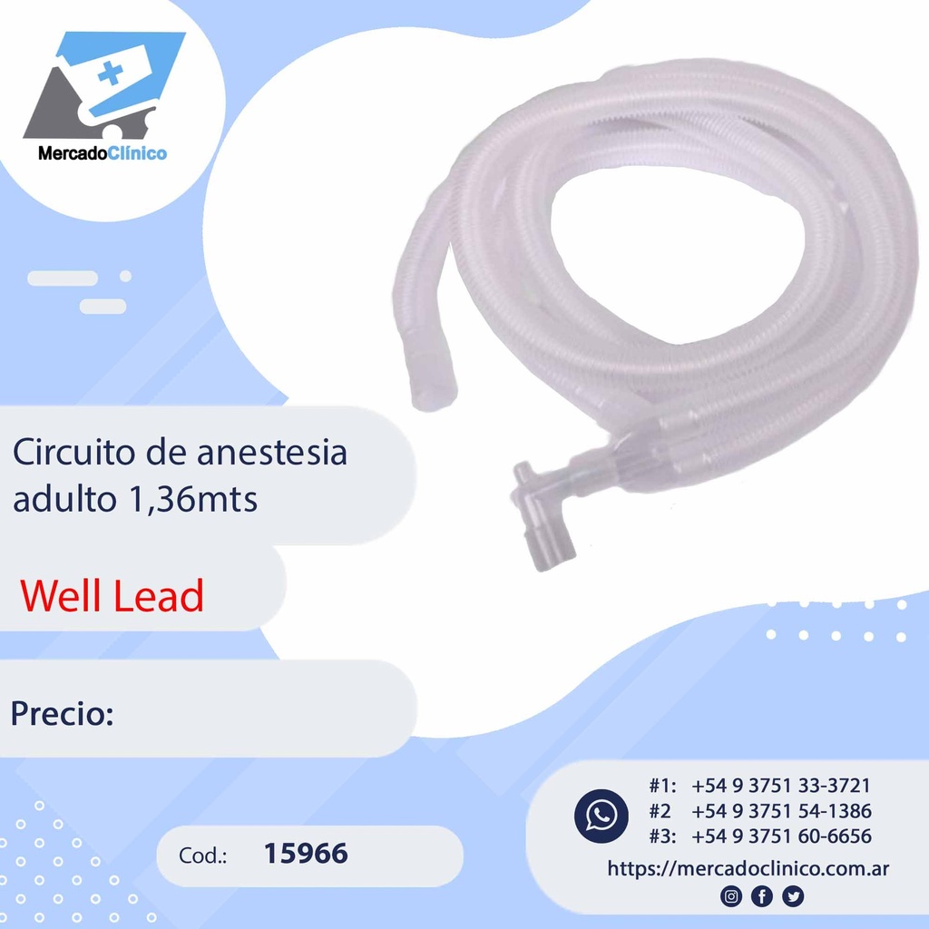 Circuito de anestesia adulto 1,36mts - WELL LEAD