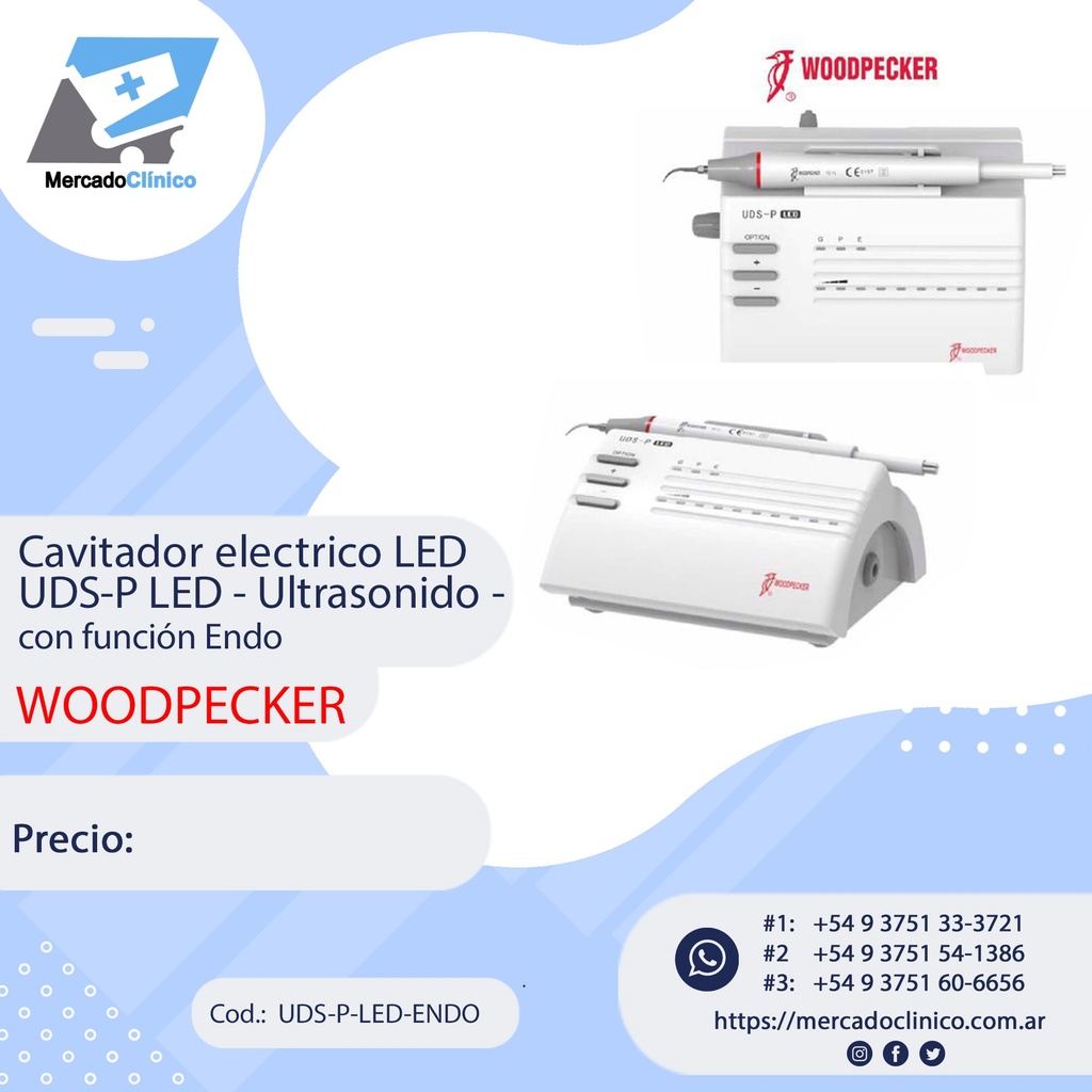Cavitador eléctrico LED UDS-P LED- Ultrasonido - WOODPECKER - con función Endo