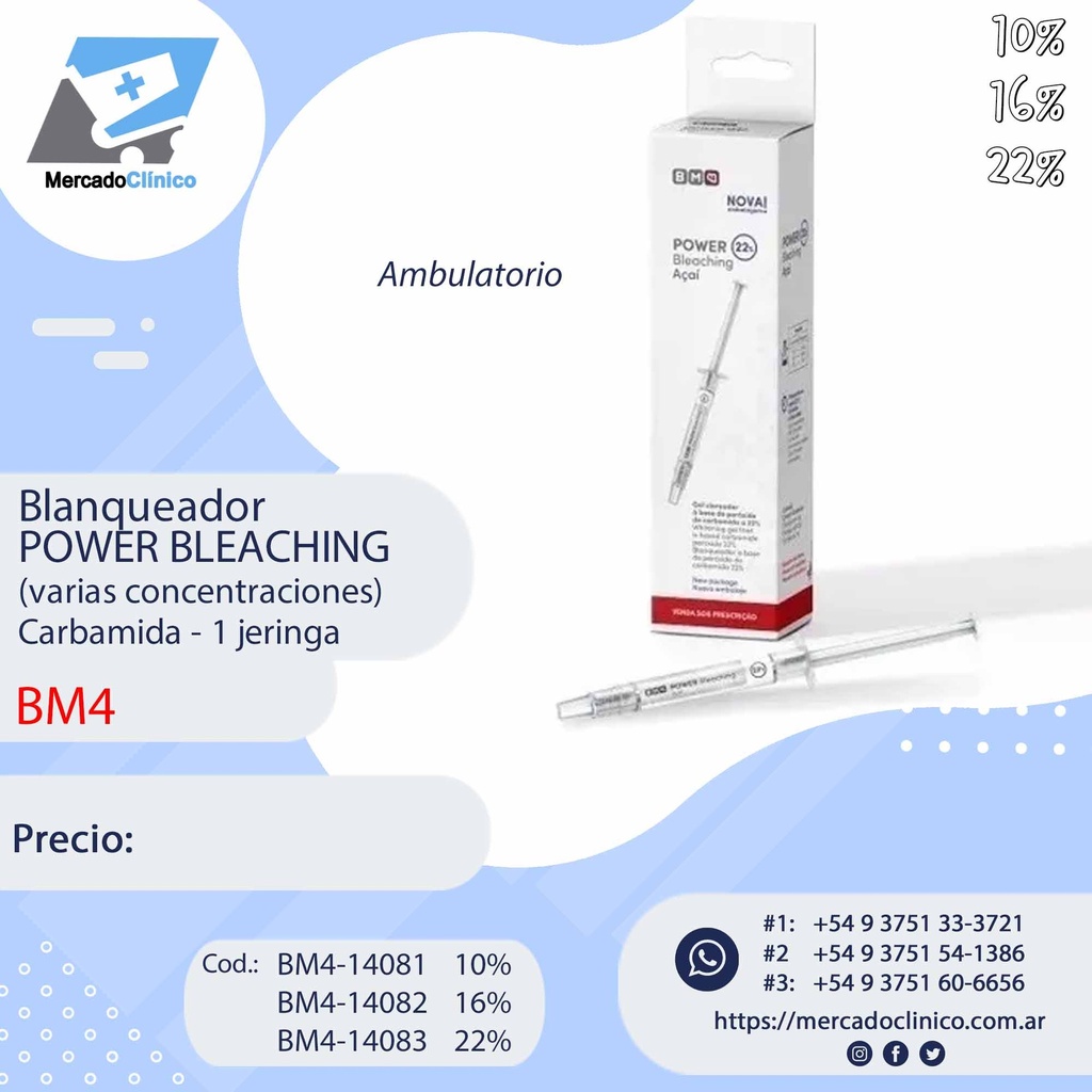 Blanqueador  POWER BLEACHING - Carbamida - 1 jeringa - Ambulatorio - BM4