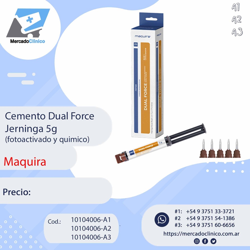 Cemento resinoso Dual Force - Jeringa 5g - Maquira