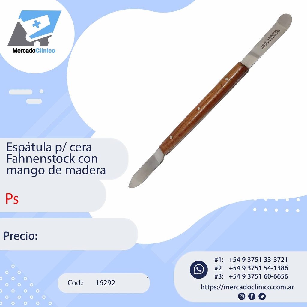 Espátula p/ cera  Fahnenstock con mango de madera - Ps