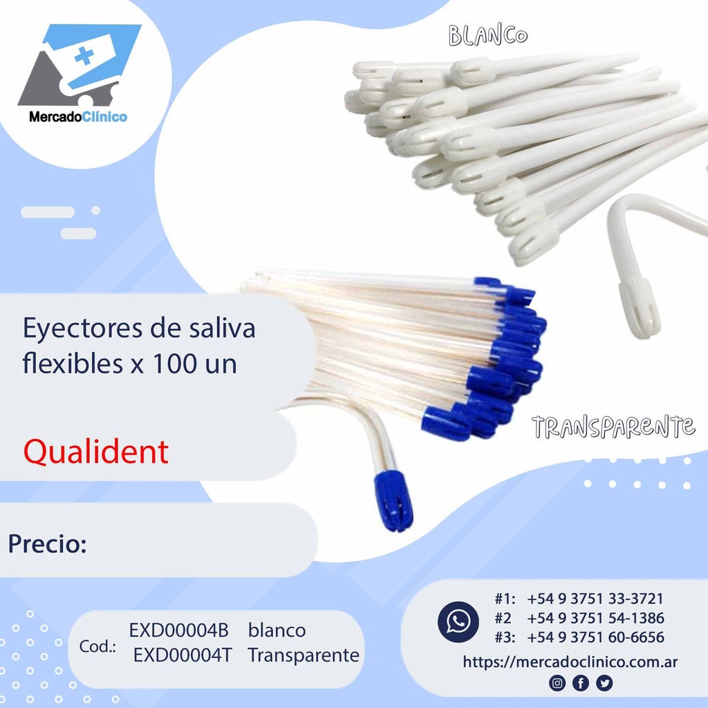 Eyectores de saliva flexibles x 100 un - Qualident