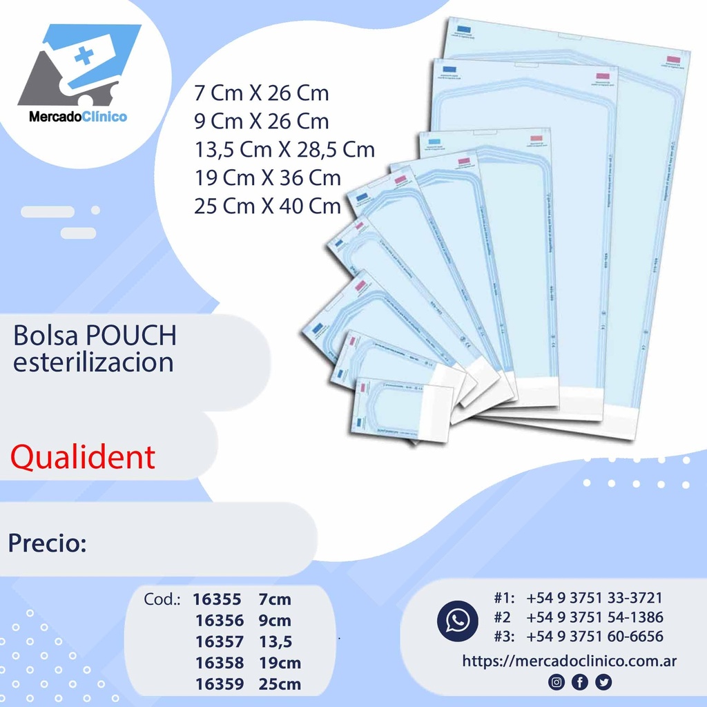 Bolsa POUCH esterilización - x 50 unidades - QUALIDENT