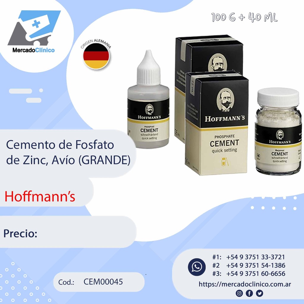 Cemento de Fosfato  de Zinc, Avío - Hoffmann’s