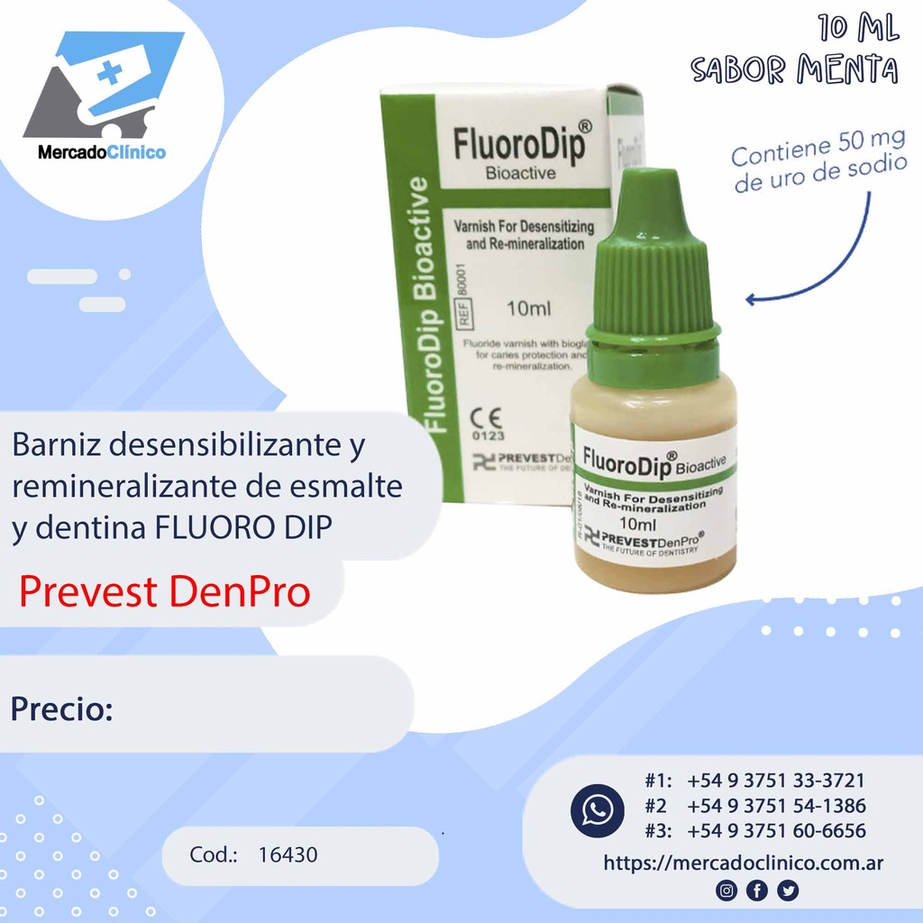 Barniz desensibilizante y remineralizante de esmalte y dentina FLUORO DIP - Preves DenPro