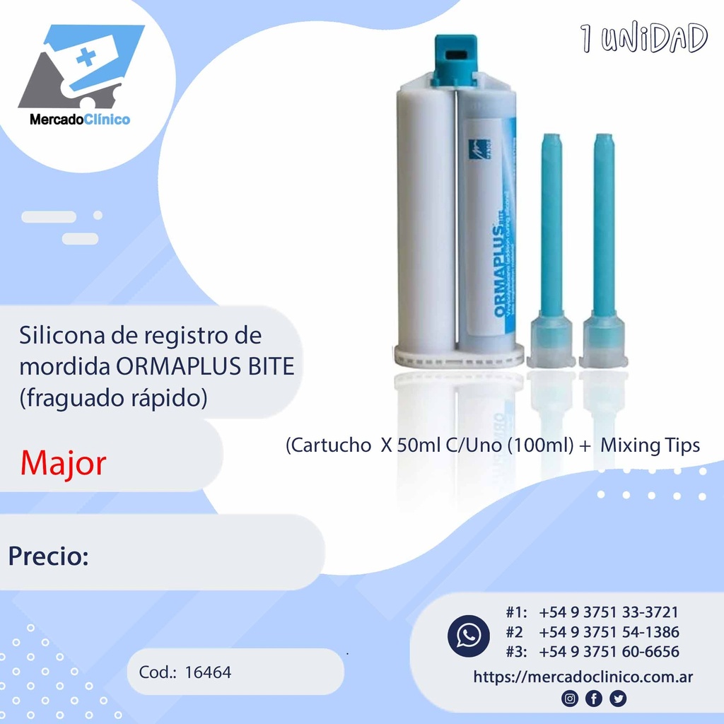 Silicona de registro de mordida ORMAPLUS BITE (1 unidad) - Major