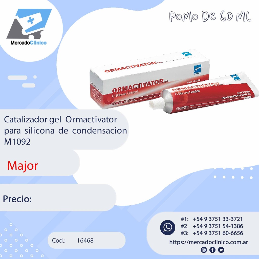 Catalizador / activador gel  Ormactivator  para  silicona  de  condensacion M1092 - Major