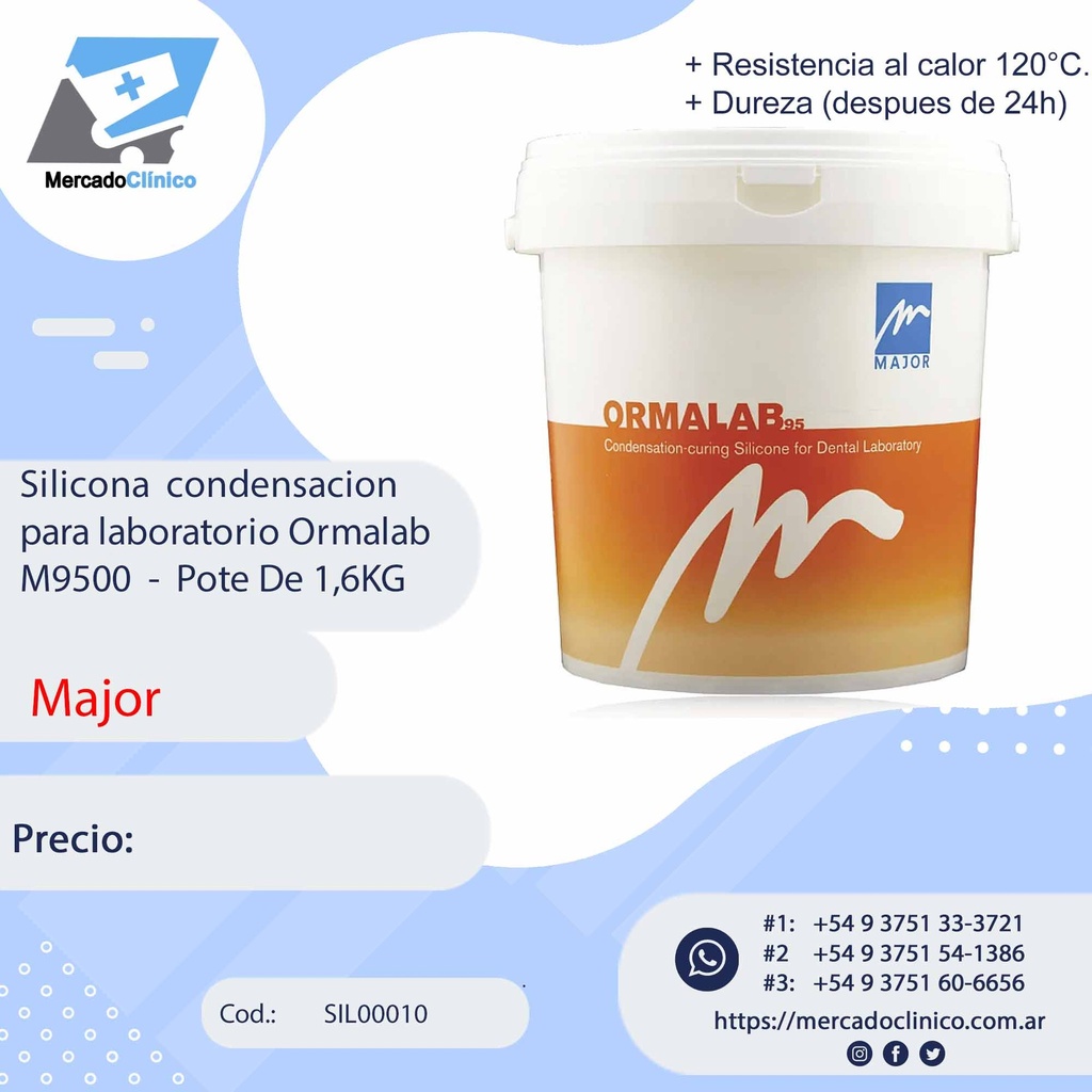 Silicona  condensacion para laboratorio Ormalab M9500  -  Pote De 1,6KG - Major