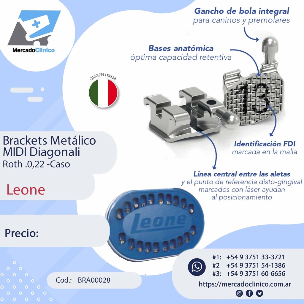 Brackets Metálico MIDI Diagonali Roth  0,22 - Caso - Leone