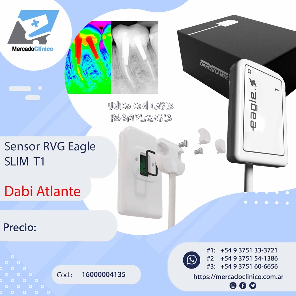 Radiovisógrafo /RVG / Sensor Eagle SLIM  T1 - Dabi Atlante