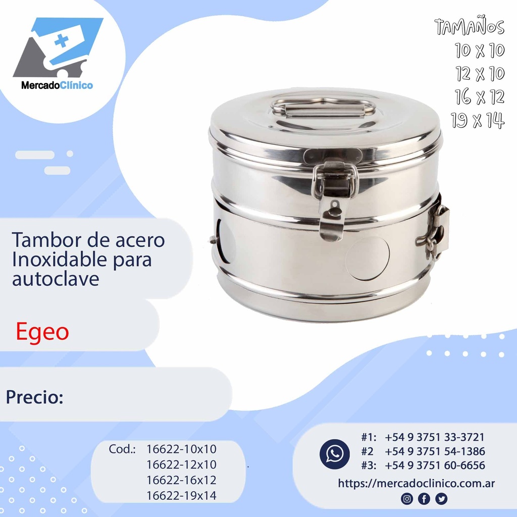 Tambor de acero  Inoxidable para  autoclave -EGEO