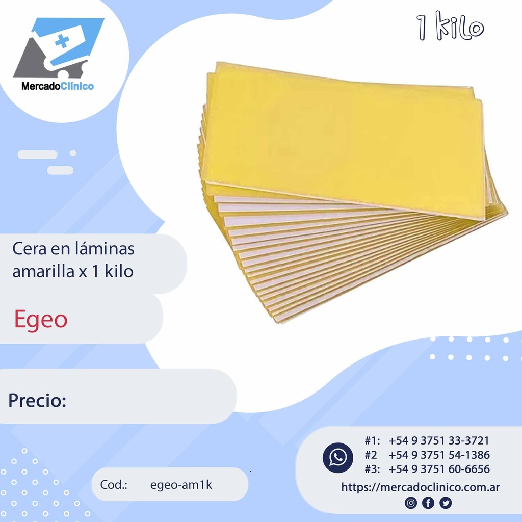 Cera en láminas amarilla x 1 kilo - EGEO