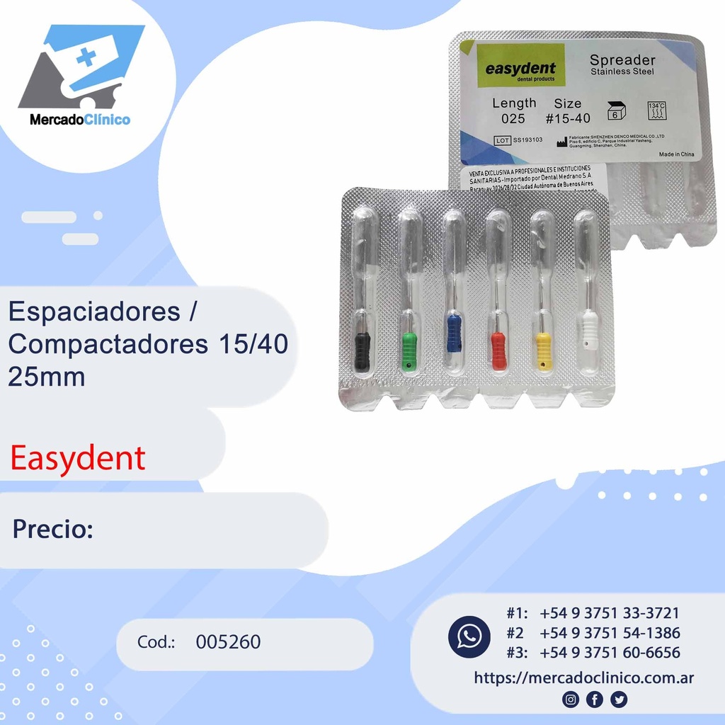 Espaciadores / Compactadores - 15/40 - 25mm - Easydent