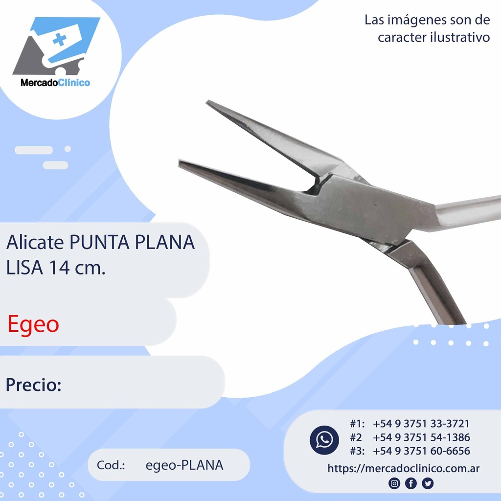 Alicate PUNTA PLANA LISA 14  cm - Egeo