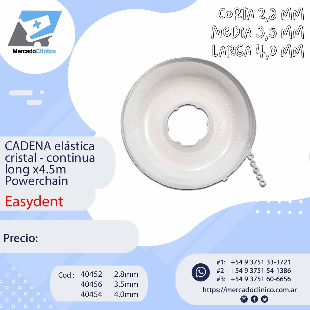 CADENA elástica  cristal -  long x4.5m - Powerchain - Easydent