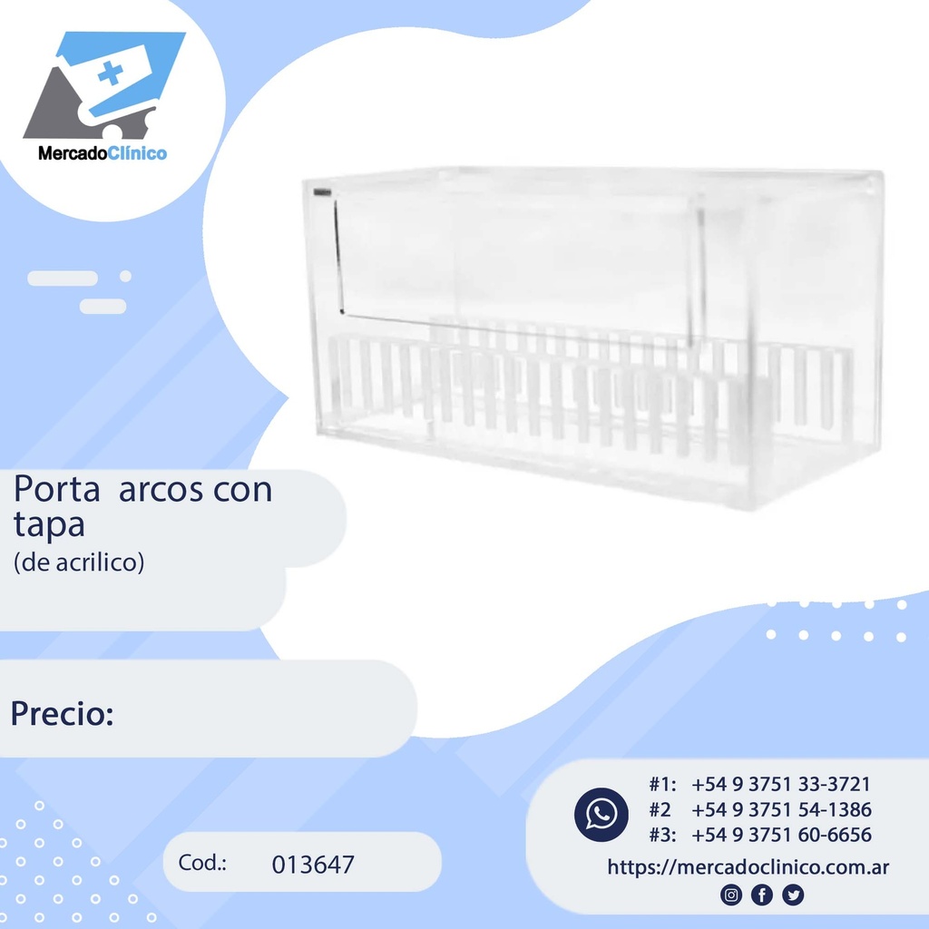 Porta arcos de acrílico con tapa