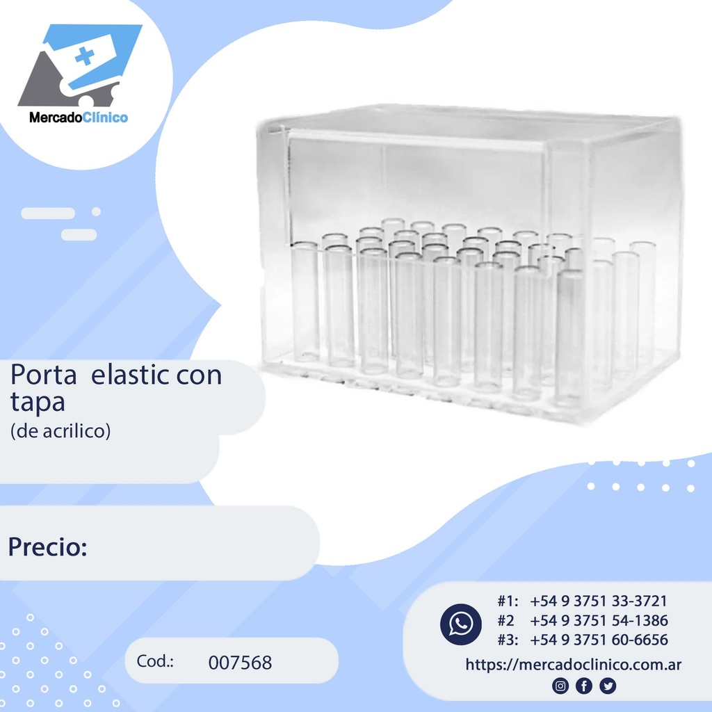 Porta elasticos en bastones con tapa de acrilico