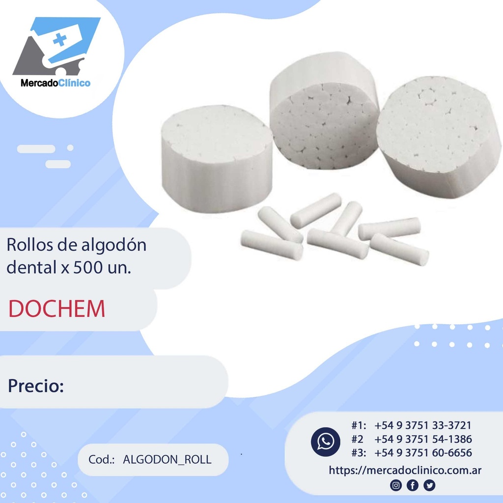 Rollos de algodón dental x 500 un - DOCHEM