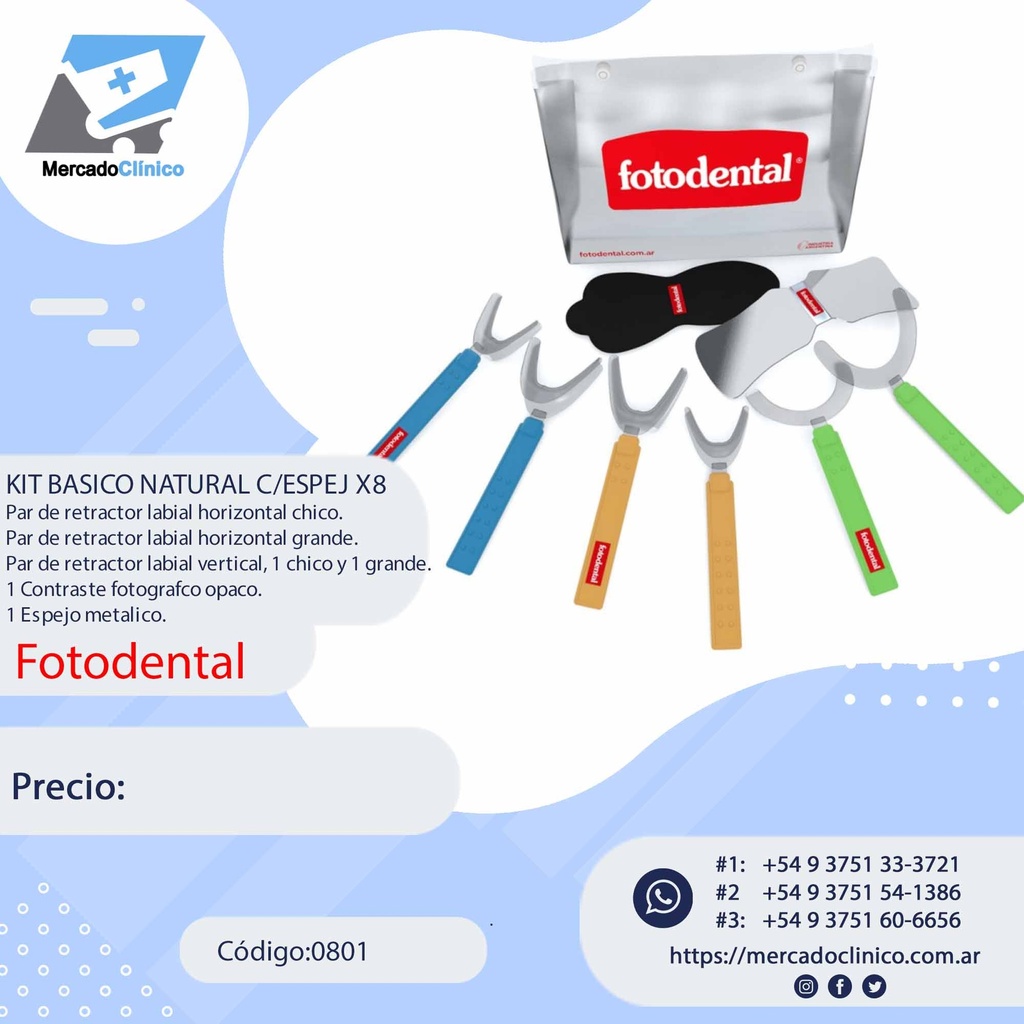 Kit basico separadores c/6 unid y 1 espejo y 1 contrastador - FOTODENTAL