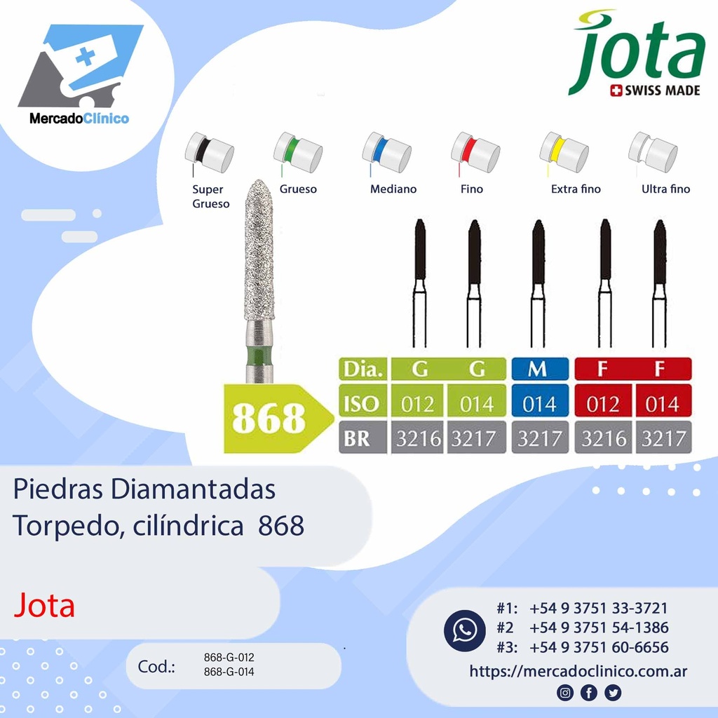 Piedras diamantadas- Torpedo cilíndrica  -  868 - x unidad - Jota
