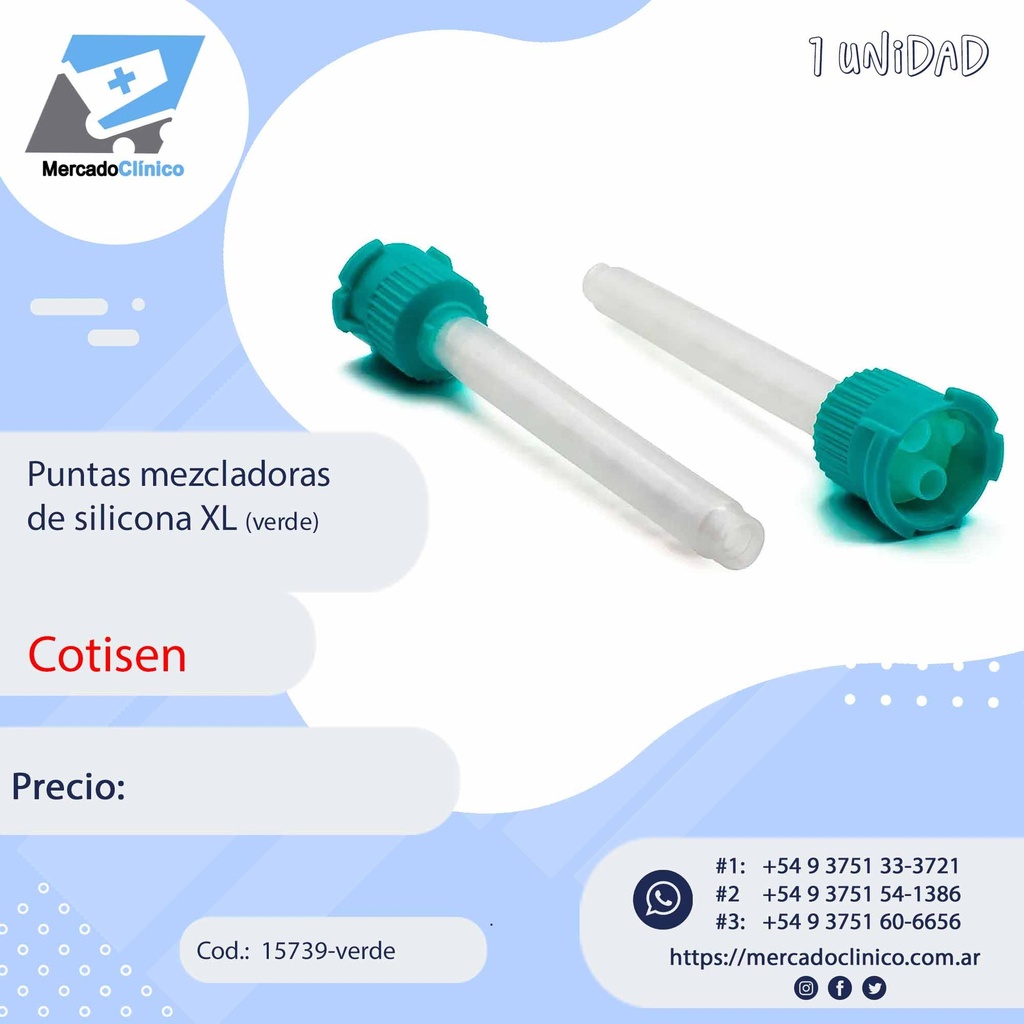 Puntas mezcladoras de silicona XL (verde) - COTISEN