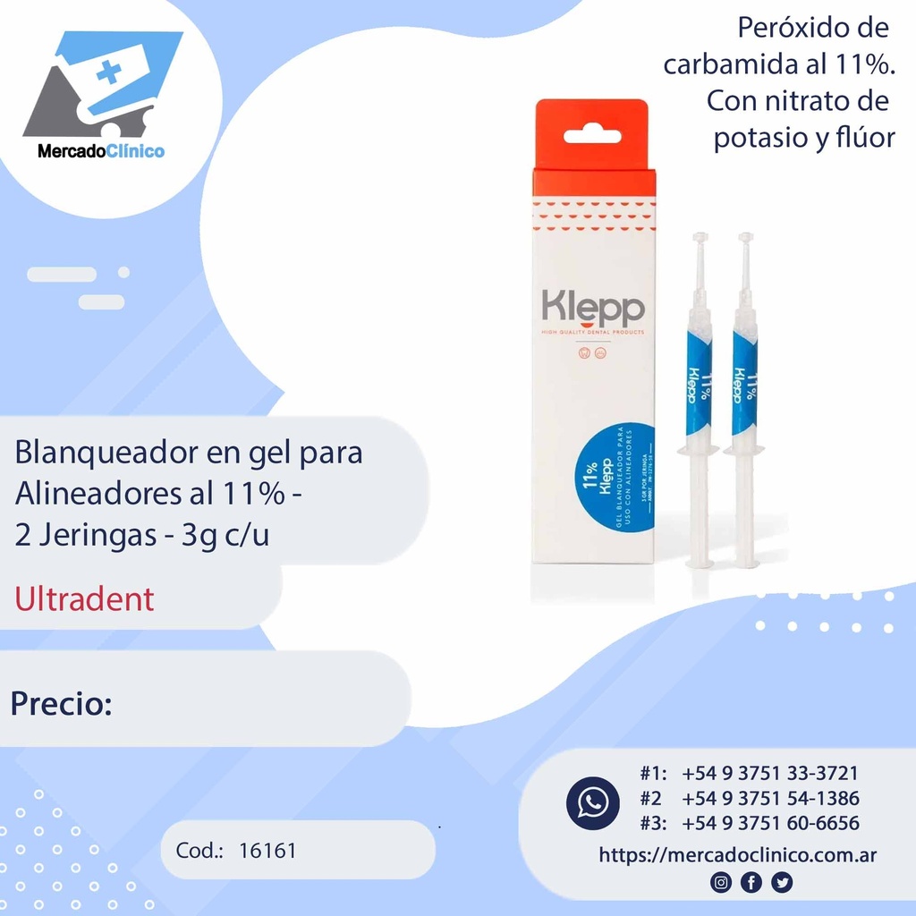 Blanqueamiento para alineadores, 2 jer. x 3cc- Klepp