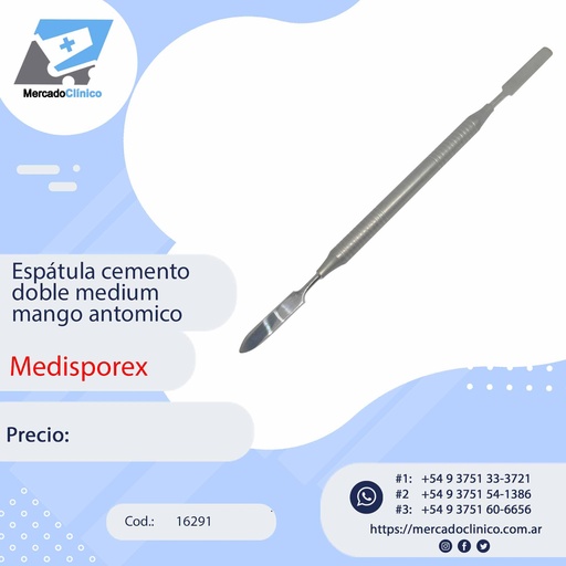 [16291] Espátula p/ cemento doble médium mango anatomico - Medisporex