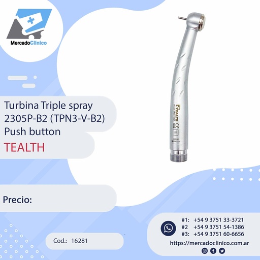 [16281] Turbina torque, 3 spray, push button, 2305P‐B2 (TPN3‐V‐B2). TEALTH