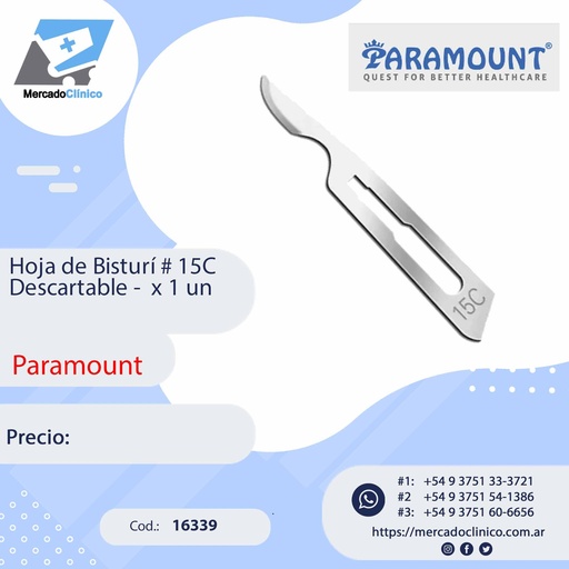 [16339] Hoja de Bisturí # 15C Descartable - x 1 un - Paramount