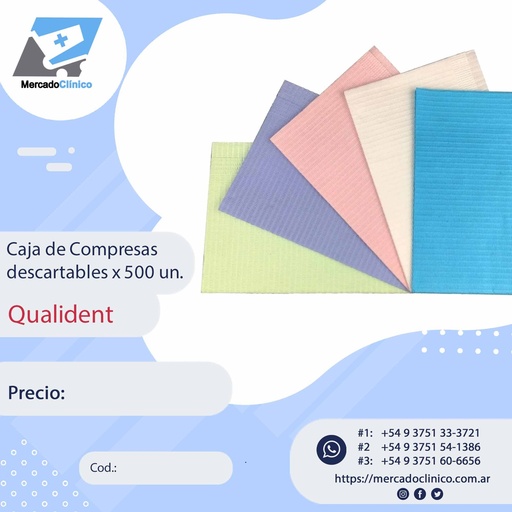 [16345] Caja de Compresas descartables x 500 un. - Qualident