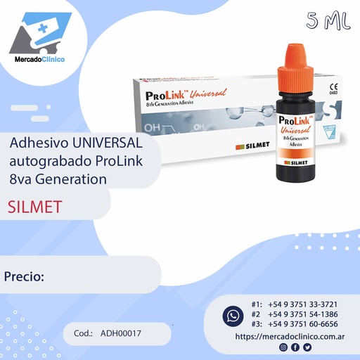 [ADH00017] Adhesivo UNIVERSAL autograbado ProLink 8va Generación - SILMET