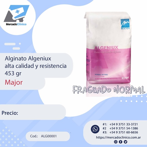 [ALG00001] Alginato Algeniux alta calidad y resistencia 453 gr - Major