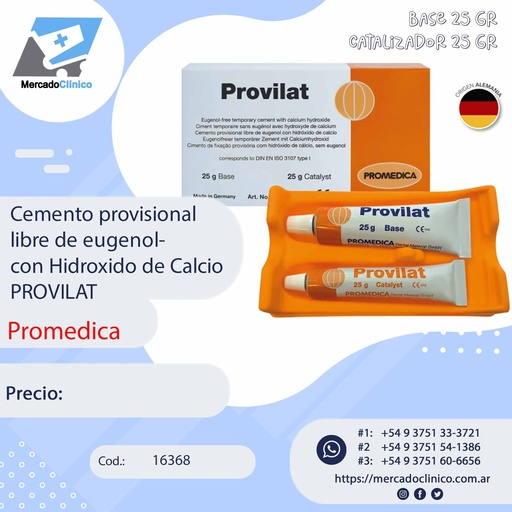 [16368] Cemento provisional libre de eugenol- con Hidroxido de Calcio  PROVILAT - Promedica